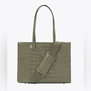 Beis work tote in olive croc